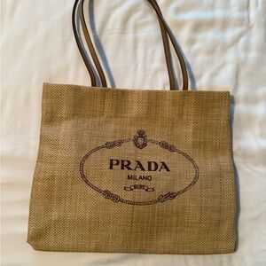 Prada Rafia Shopper Tote